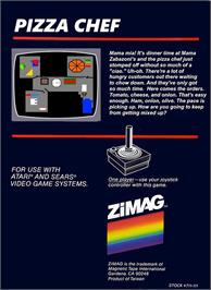 Box back cover for Pizza Chef on the Atari 2600.