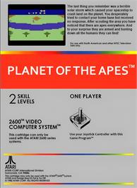 Box back cover for Planet Of The Apes on the Atari 2600.