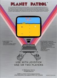 Box back cover for Planet Patrol on the Atari 2600.