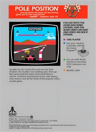 Box back cover for Pole Position on the Atari 2600.