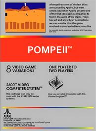 Box back cover for Pompeii on the Atari 2600.