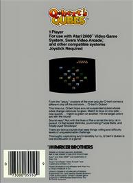 Box back cover for Q-bert's Qubes on the Atari 2600.