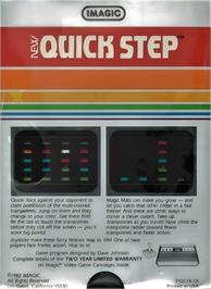 Box back cover for Quick Step! on the Atari 2600.