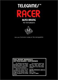 Box back cover for Racer on the Atari 2600.