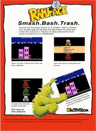 Box back cover for Rampage on the Atari 2600.
