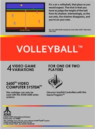 Box back cover for RealSports Volleyball on the Atari 2600.
