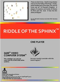 Box back cover for Riddle of the Sphinx on the Atari 2600.