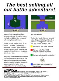 Box back cover for River Raid on the Atari 2600.