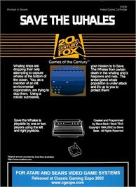 Box back cover for Save The Whales on the Atari 2600.
