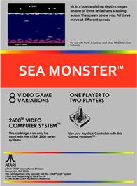 Box back cover for Sea Monster on the Atari 2600.