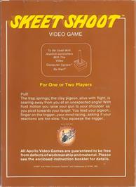 Box back cover for Skeet Shoot on the Atari 2600.