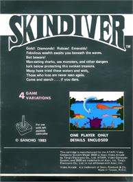 Box back cover for Skindiver on the Atari 2600.