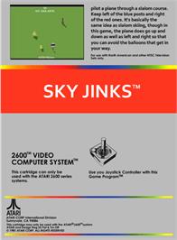 Box back cover for Sky Jinks on the Atari 2600.