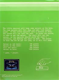 Box back cover for Snail Against Squirrel on the Atari 2600.