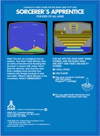 Box back cover for Sorcerer's Apprentice on the Atari 2600.