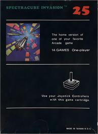 Box back cover for Spectracube Invasion on the Atari 2600.