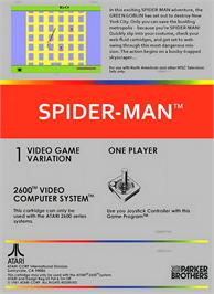 Box back cover for Spider-man on the Atari 2600.