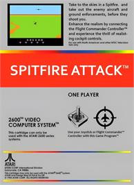 Box back cover for Spitfire Attack on the Atari 2600.