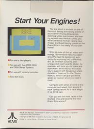 Box back cover for Sprint Master on the Atari 2600.