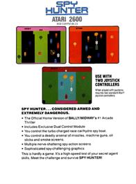 Box back cover for Spy Hunter on the Atari 2600.