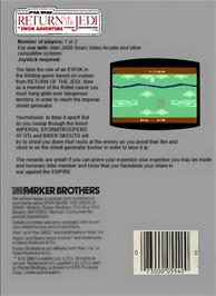 Box back cover for Star Wars - Return Of The Jedi - Ewok Adventure on the Atari 2600.