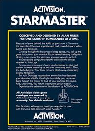 Box back cover for Starmaster on the Atari 2600.
