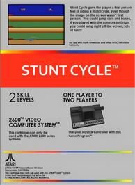 Box back cover for Stunt Cycle on the Atari 2600.