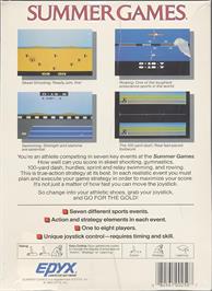 Box back cover for Summer Games on the Atari 2600.