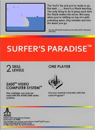 Box back cover for Surfer's Paradise - But Danger Below! on the Atari 2600.
