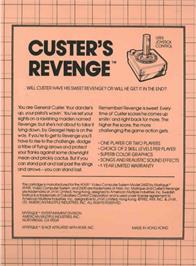 Box back cover for Swedish Erotica: Custer's Revenge on the Atari 2600.