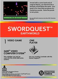 Box back cover for SwordQuest: EarthWorld on the Atari 2600.