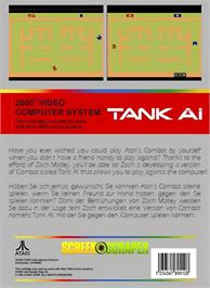 Box back cover for Tank AI on the Atari 2600.