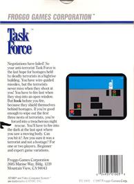 Box back cover for Task Force on the Atari 2600.