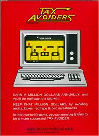 Box back cover for Tax Avoiders on the Atari 2600.