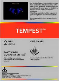 Box back cover for Tempest on the Atari 2600.