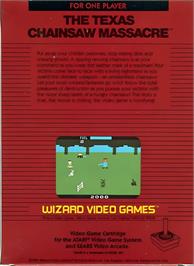 Box back cover for Texas Chainsaw Massacre, The on the Atari 2600.