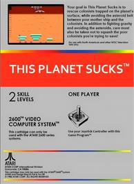 Box back cover for This Planet Sucks! on the Atari 2600.