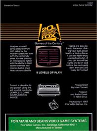 Box back cover for Turmoil on the Atari 2600.