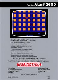 Box back cover for Universal Chaos on the Atari 2600.