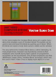 Box back cover for Venetian Blinds on the Atari 2600.