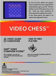Box back cover for Video Chess on the Atari 2600.