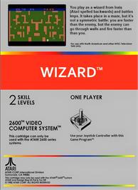 Box back cover for Wizard on the Atari 2600.