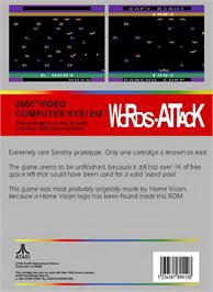 Box back cover for Words-attack on the Atari 2600.
