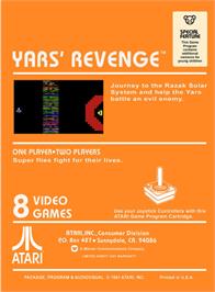 Box back cover for Yars' Revenge on the Atari 2600.