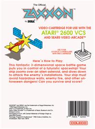 Box back cover for Zaxxon on the Atari 2600.