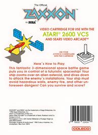 Box back cover for Zaxxon on the Atari 2600.