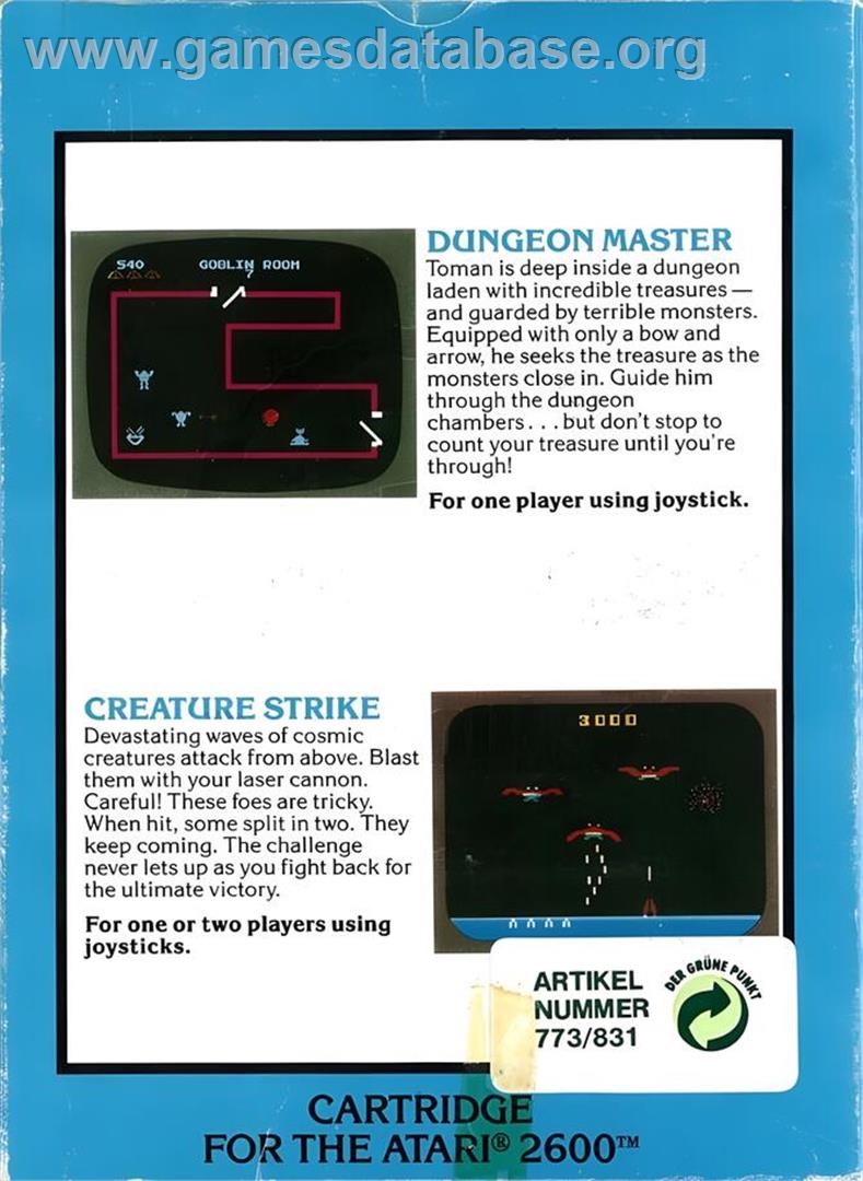 2 Pak Special - Dungeon Master - Creature Strike - Atari 2600 - Artwork - Box Back
