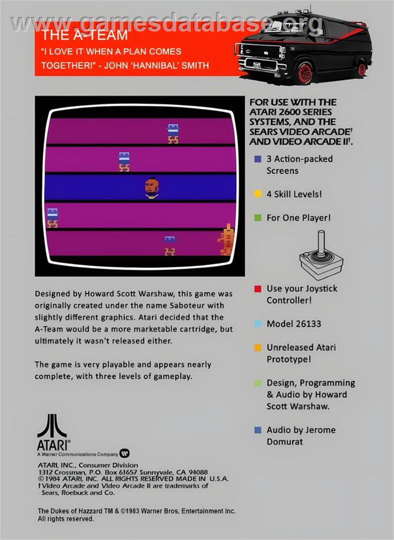 A-team, The - Atari 2600 - Artwork - Box Back