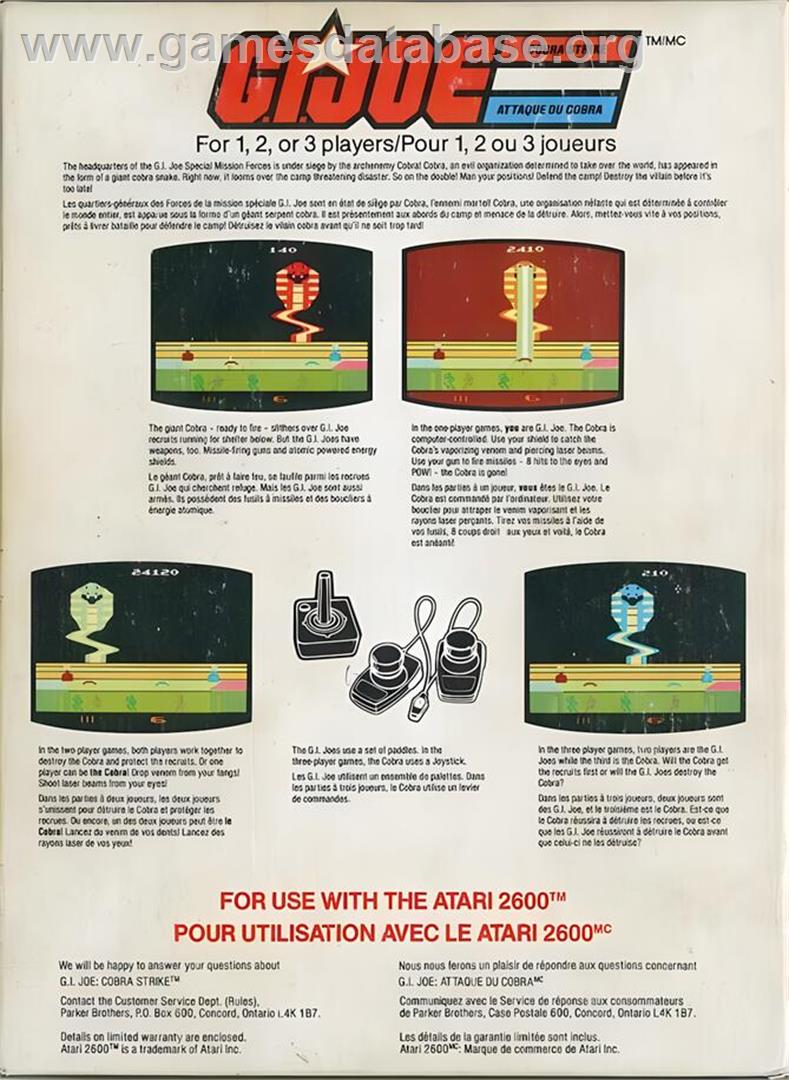 Action Force - Atari 2600 - Artwork - Box Back