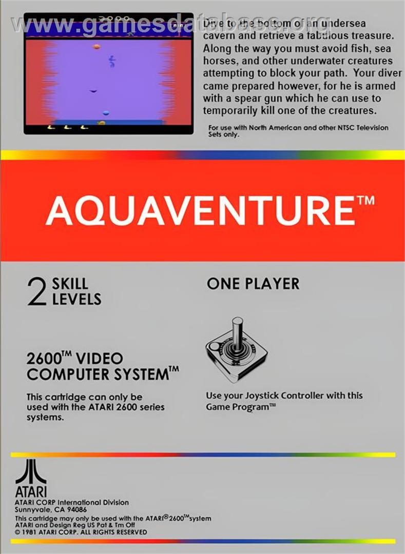 Aquaventure - Atari 2600 - Artwork - Box Back